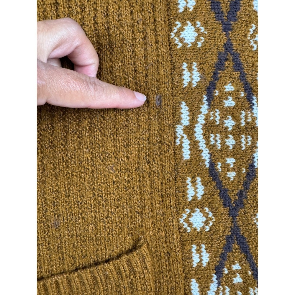 Lucky Brand Mens Brown Southwestern Geometric Open Front Cardigan Sweater Medium - Picture 12 of 15